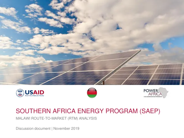 Southern Africa Energy Program (SAEP) Malawi Route-to-Market (RTM) Analysis