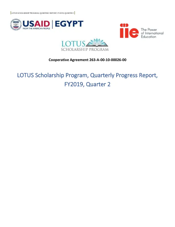 LOTUS Scholarship Program, Quarterly Progress Report, FY2019, Quarter 2