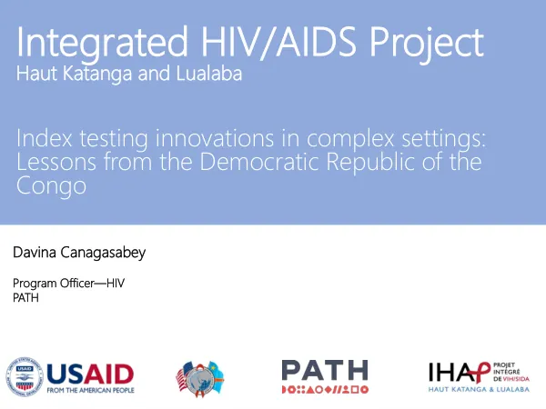 Index testing innovations in complex settings: Lessons from the Democratic Republic of the Congo
