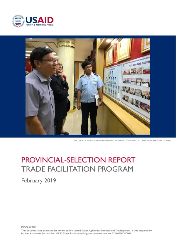 Provincial-Selection Report: Trade Facilitation Program