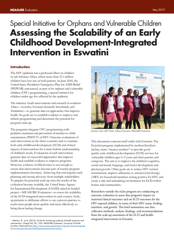 Assessing the Scalability of an Early Childhood Development-Integrated Intervention in Eswatini
