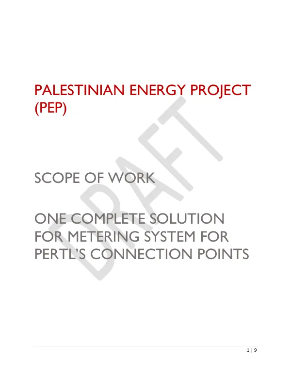 Palestinian Energy Project (PEP) - One Complete Solution for Metering System for 55 Connection Points