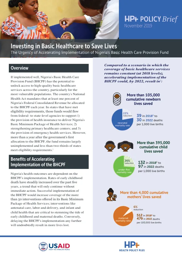 Investing in Basic Healthcare to Save Lives: The Urgency of Accelerating Implementation of Nigeria’s Basic Health Care Provision Fund