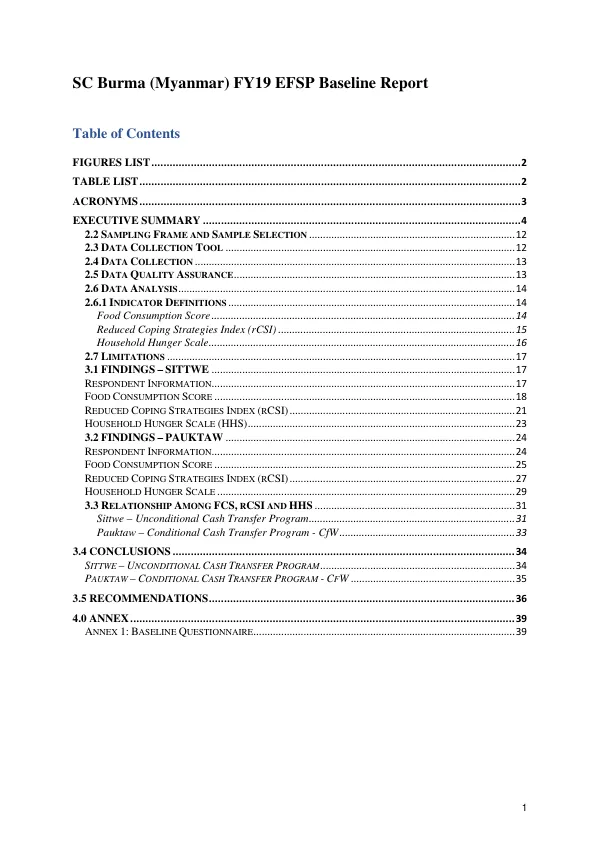 SC Burma (Myanmar) FY19 EFSP baseline report