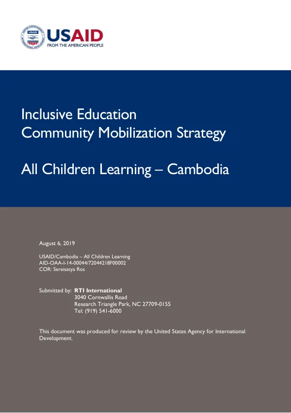 Inclusive Education Community Mobilization Strategy - ACL - Cambodia
