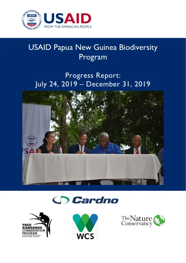 USAID PNG Biodiversity Program: Progress Report for July 24, 2019-December 31, 2019