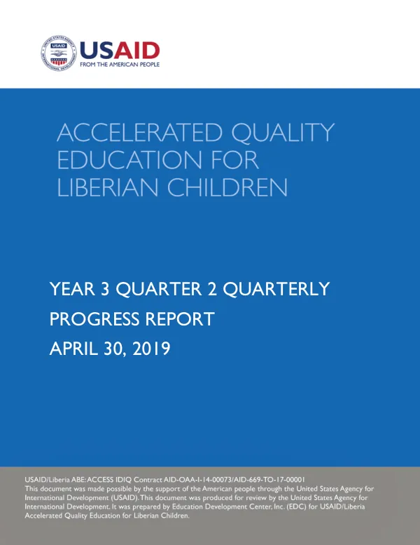 Accelerated Quality Education for Liberian Children | FY2019 Quarter 2 Report
