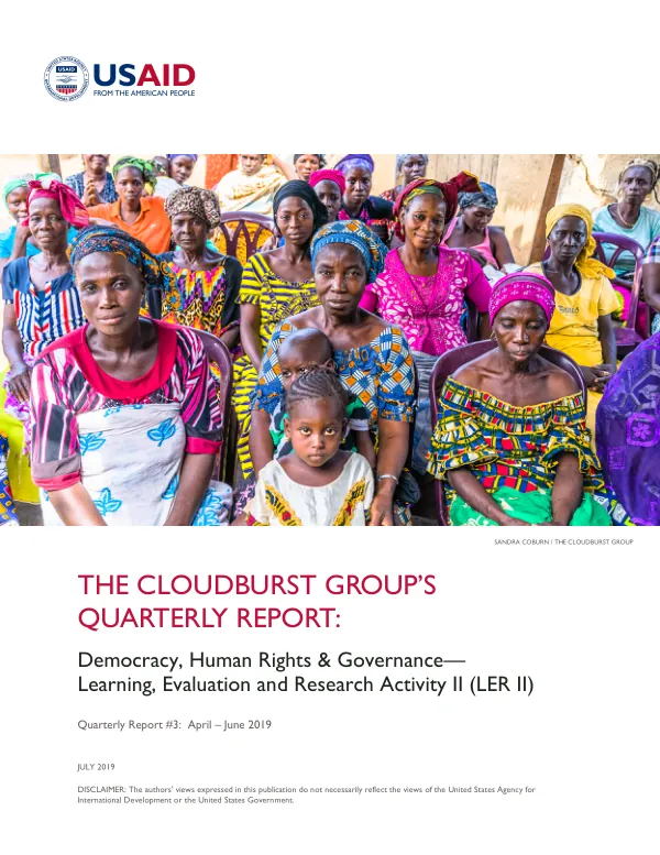 The Cloudburst Group’s DRG LER II Quarterly Report #3: APR-JUNE 2019