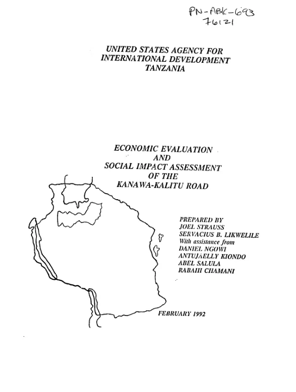 Economic evaluation and social impact assessment of the Kanawa - Kalitu road