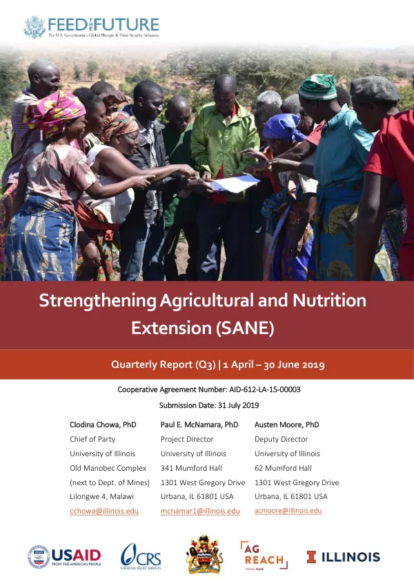 Strengthening Agricultural and Nutrition Extension (SANE) Quarterly Report 3 | FY2018/19