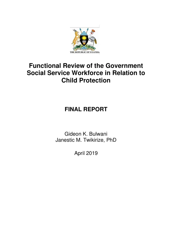 Functional Review of the Government Social Service Workforce in Relation to Child Protection