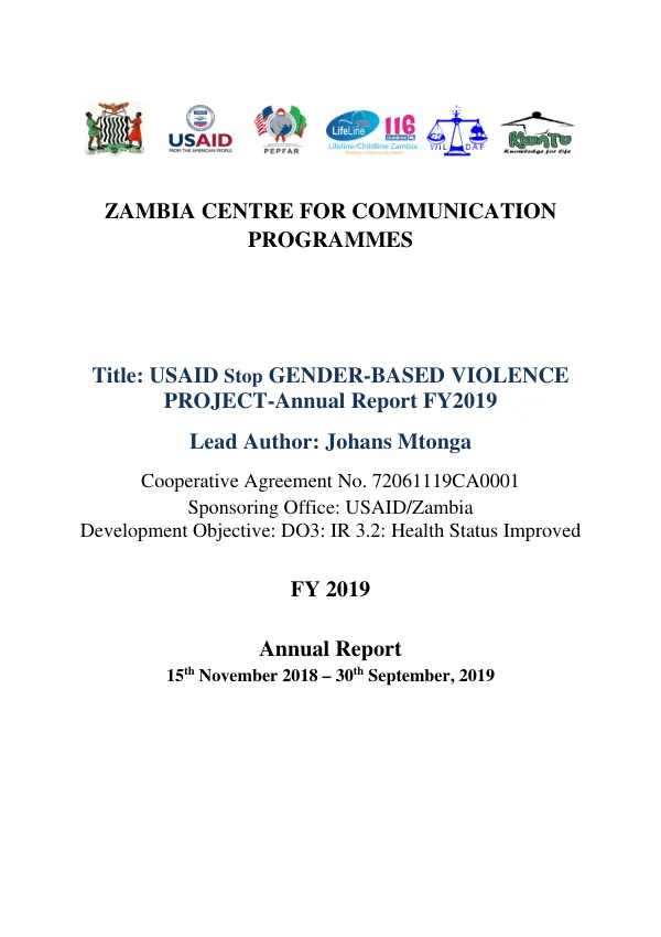 USAID Stop Gender-Based Violence Project-Annual Report FY2019