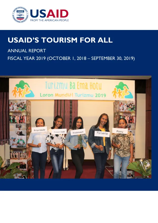 USAID's Tourism For All Project Annual Report - FY 2019