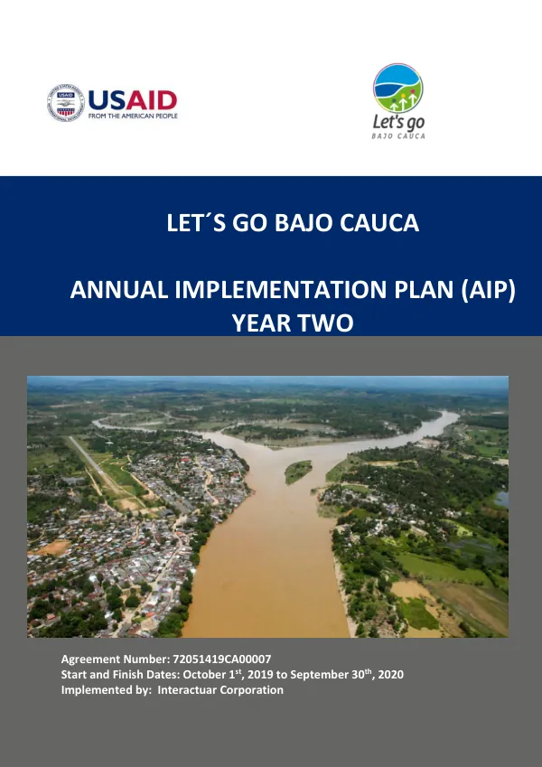 Annual Implementation Plan (AIP) for Let's Go Bajo Cauca Alliance, Year Two