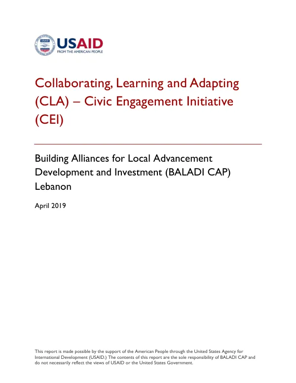 BALADI CAP CLA Final Report – Civic Engagement Initiative (CEI)