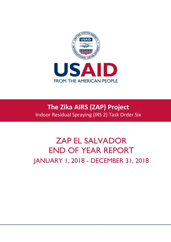 End of Year Report, January 1, 2018 - December 31, 2018, ZAP El Salvador