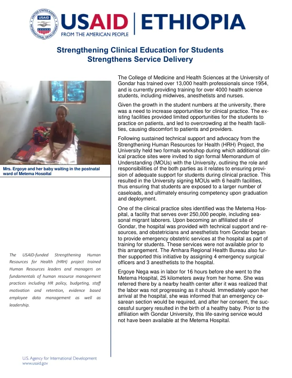 Strengthening Human Resources for Health (HRH) project