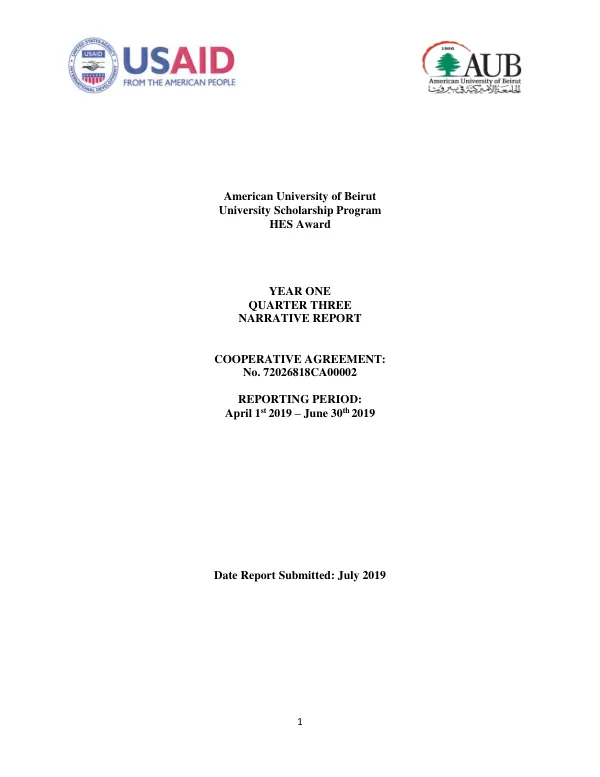 University Scholarship Program V at the American University of Beirut