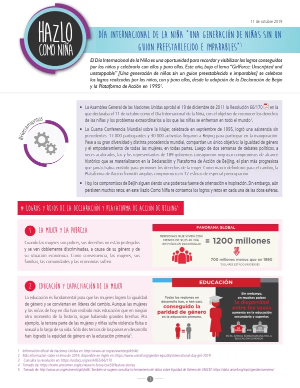 Hazlo como niña: Logros y retos de la Declaración y Plataforma de Acción de Beijing