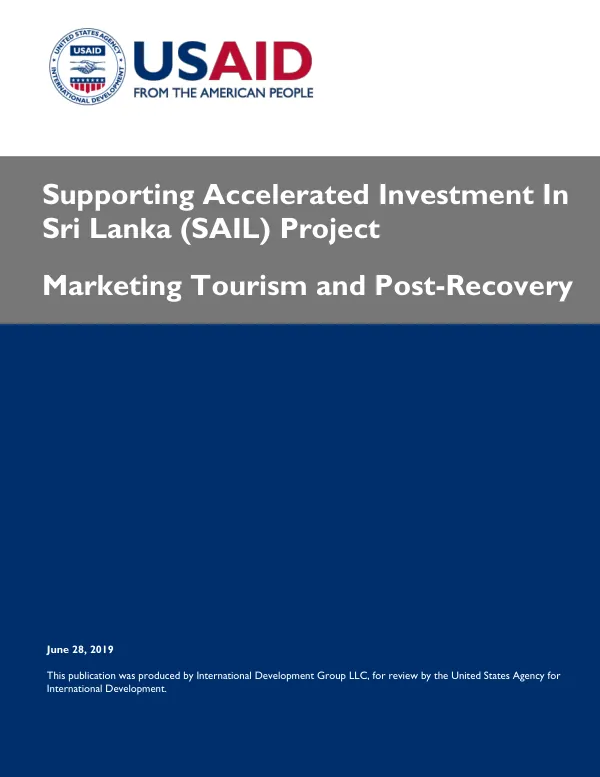 Supporting Accelerated Investment In Sri Lanka (SAIL) Project: Marketing Tourism and Post-Recovery