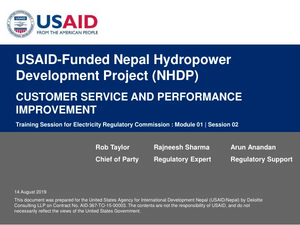 USAID-Funded Nepal Hydropower Development Project (NHDP) Training Session for Electricity Regulatory Commission