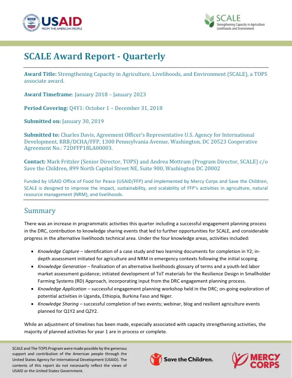 SCALE Award Report - Quarterly