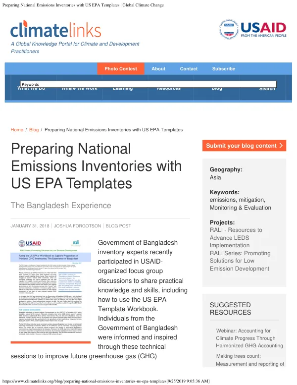 Preparing National Emissions Inventories with US EPA Templates | Global Climate Change