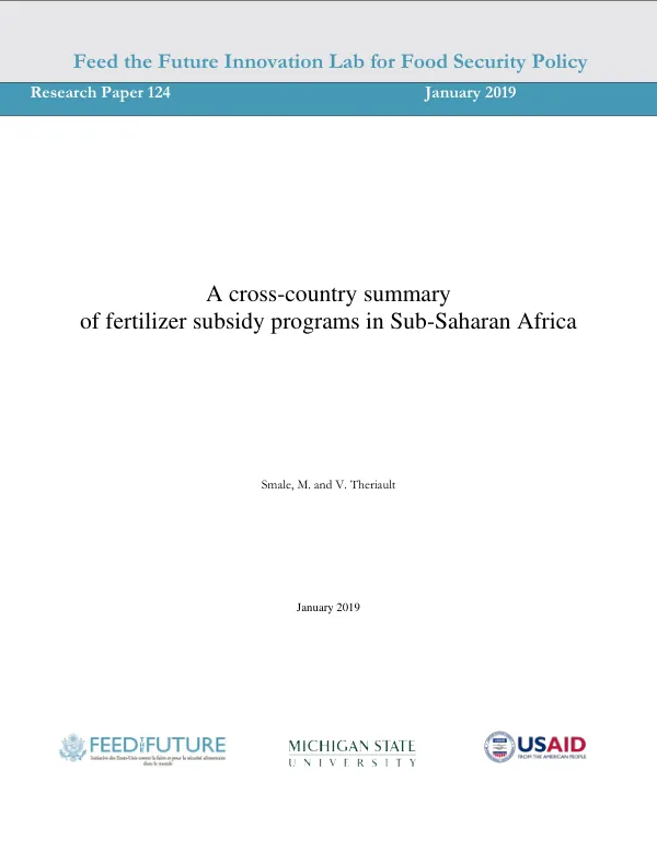 A cross-country summary of fertilizer subsidy programs in Sub-Saharan Africa