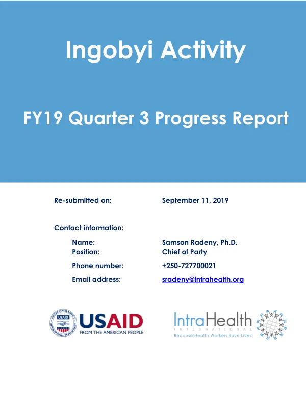Ingobyi Activity FY19 Quarter 3 Progress Report
