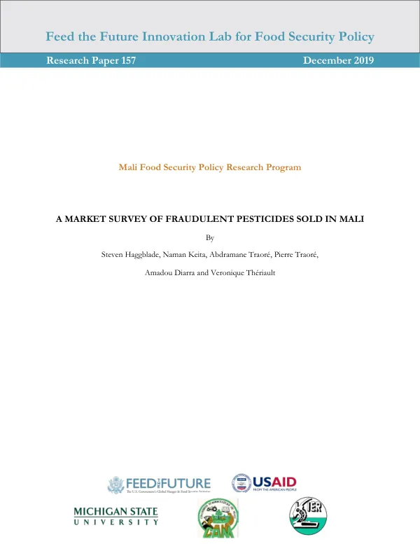 A Market Survey of Fraudulent Pesticides Sold in Mali