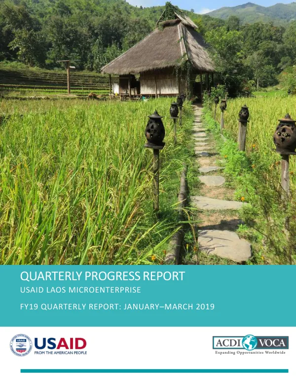 Quarterly Progress Report FY19: USAID Laos Microenterprise