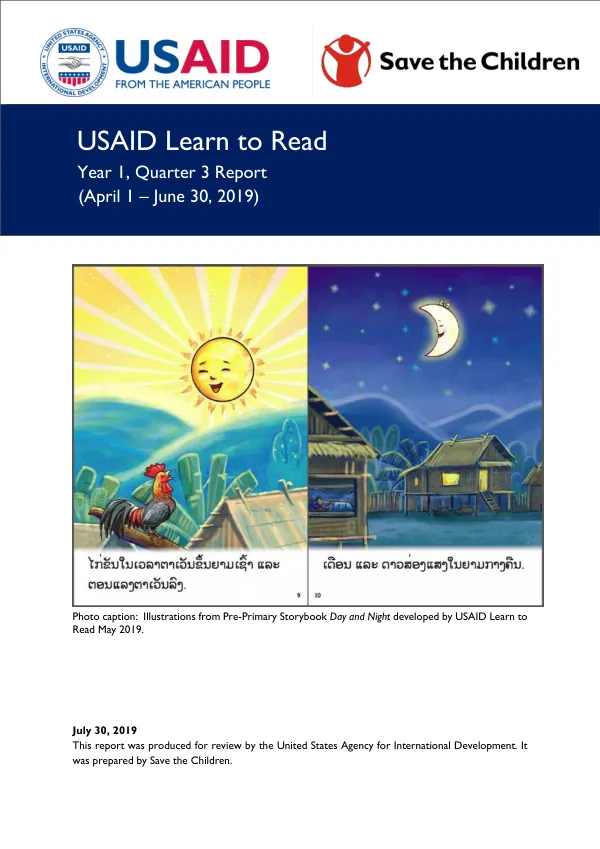 USAID Learn to Read Year 1, Quarter 3 Report (April 1 – June 30, 2019)