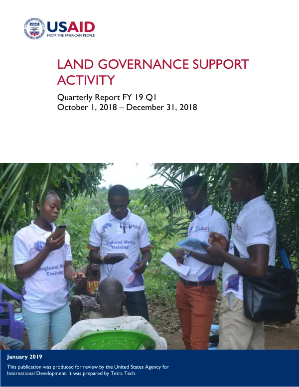 Land Governance Support Activity FY19 Quarter 1 Report (Oct-Dec 2018)