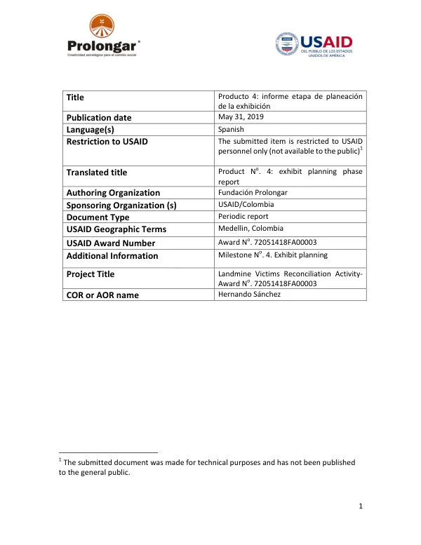 Product No. 4: exhibit planning phase report