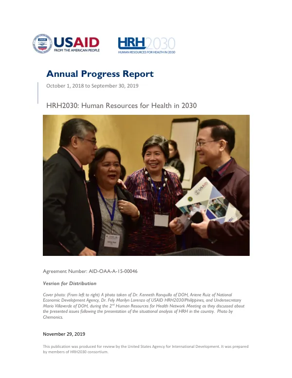 USAID HRH2030/PHILIPPINES FY2019 ANNUAL REPORT