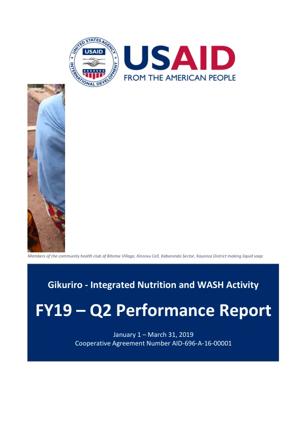FY19 – Q2 Performance Report: Gikuriro - Integrated Nutrition and WASH Activity
