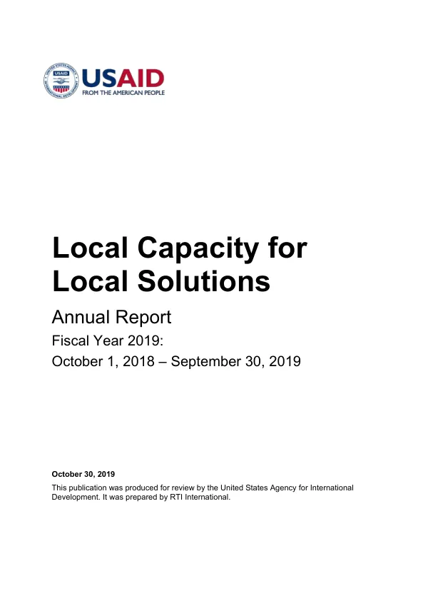 Local Capacity for Local Solutions FY19 Annual Report