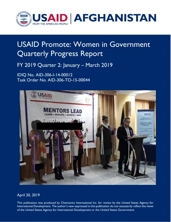 USAID Promote: Women in Government Quarterly Progress Report January – March 2019
