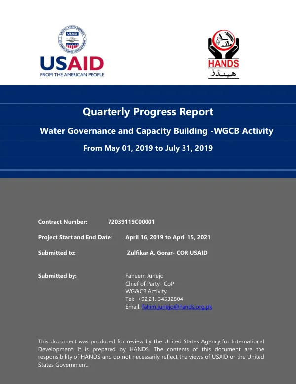 Progress Report: Water Governance and Capacity Building -WGCB