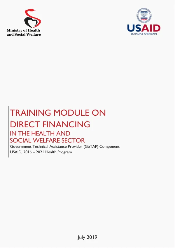 Training Module on Direct Financing in the Health and Social Welfare Sector
