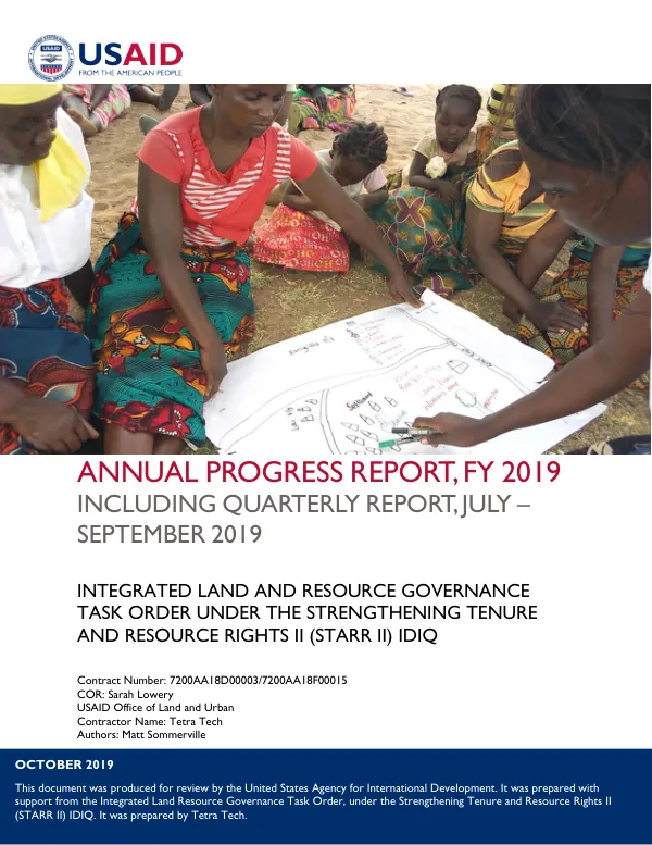 Annual Progress Report, FY 2019: Including Quarterly Report, July – September 2019