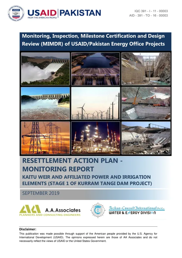 RESETTLEMENT ACTION PLAN - MONITORING REPORT KAITU WEIR AND AFFILIATED POWER AND IRRIGATION ELEMENTS (STAGE 1 OF KURRAM TANGI DAM PROJECT)