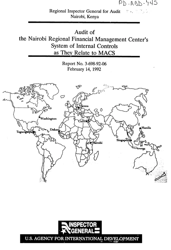 Audit of the Nairobi Regional Financial Management Center"s system of internal controls as they relate to MACS [mission accounting and control system]