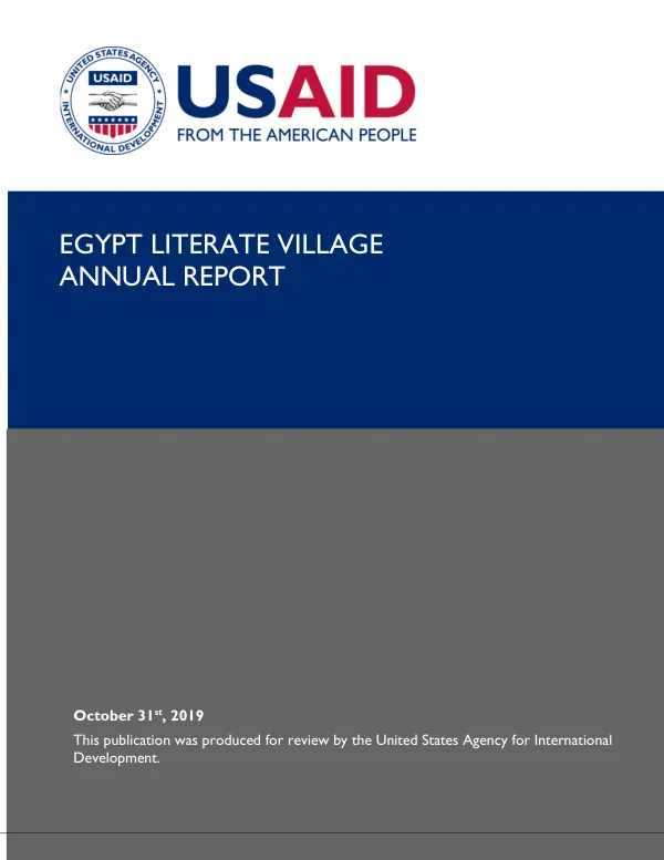 Egypt Literate Village Activity Annual Report (October 1, 2018 – September 30, 2019)