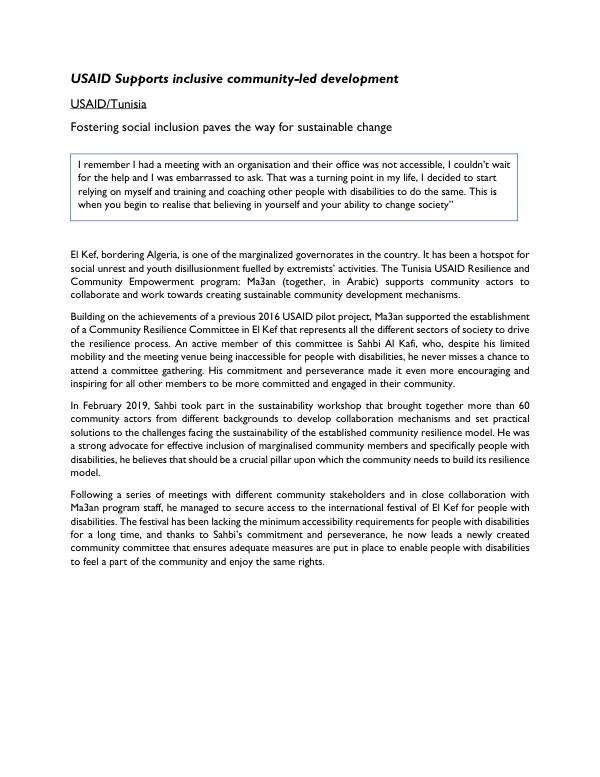 USAID Supports inclusive community-led development in Tunisia