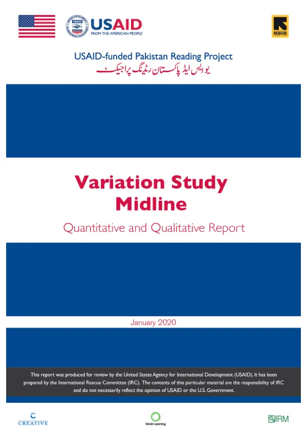 Variation Study Midline Report: A Mixed-Methods Experimental Study with Four Treatment Arms to Identify the Cost-Effectiveness of Different Ingredients of a Literacy Intervention for Early Grades: Evidence from the Pakistan Reading Project in KP