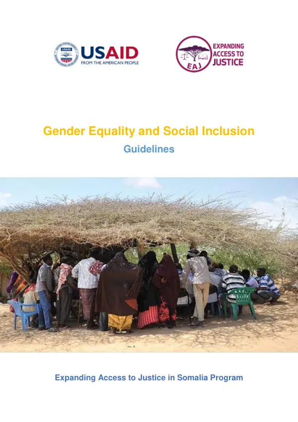Gender Equality and Social Inclusion Guidelines for Expanding Access to Justice in Somalia Program