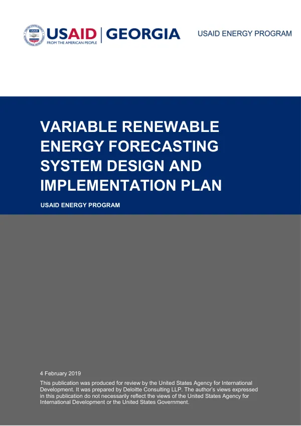 VARIABLE RENEWABLE ENERGY FORECASTING SYSTEM DESIGN AND IMPLEMENTATION PLAN