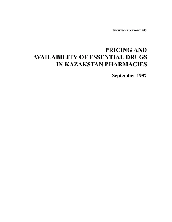 Pricing and Availability of Essential Drugs in Kazakhstan Pharmacies