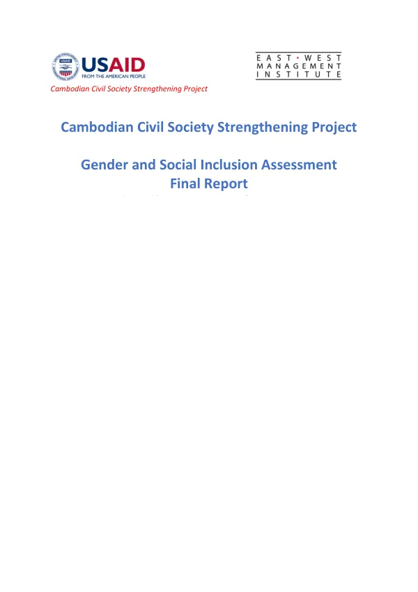 Cambodian Civil Society Strengthening Project Gender and Social Inclusion Assessment Final Report